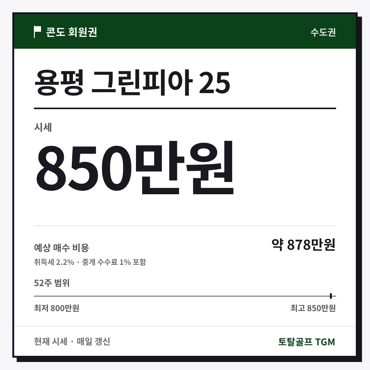 용평 그린피아 25 카드