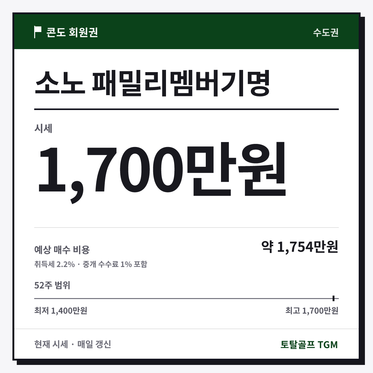 소노 패밀리멤버기명 카드
