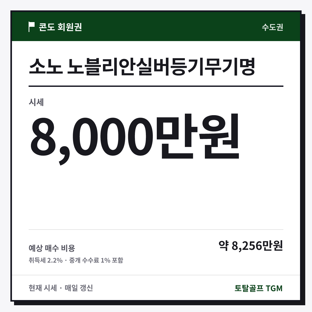 소노 노블리안실버등기무기명 카드