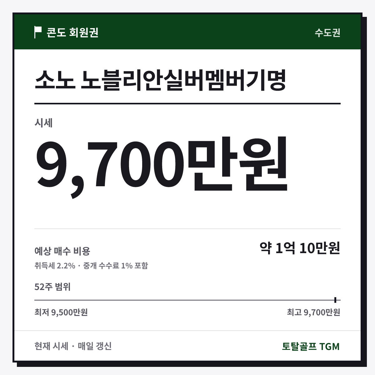 소노 노블리안실버멤버기명 카드