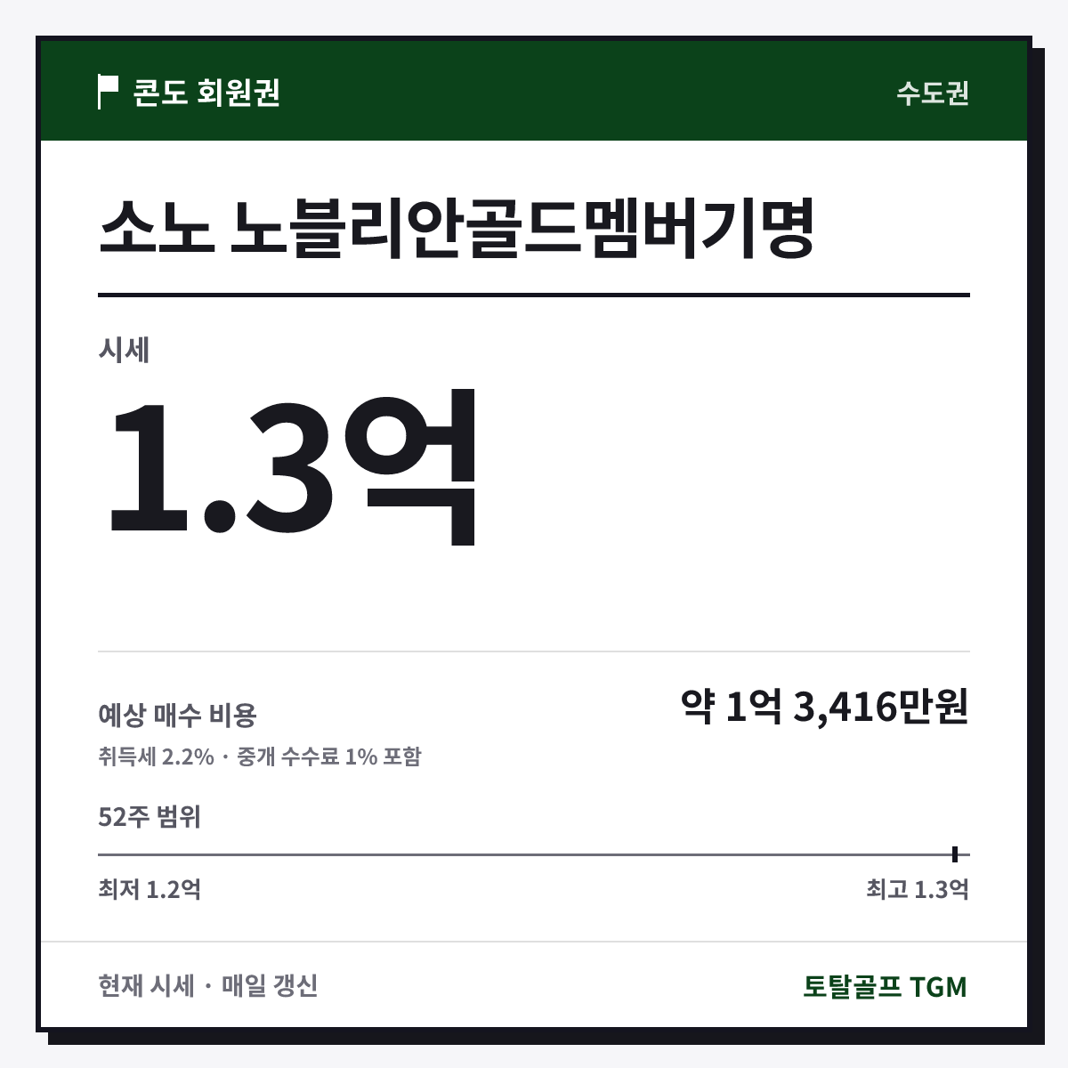 소노 노블리안골드멤버기명 카드