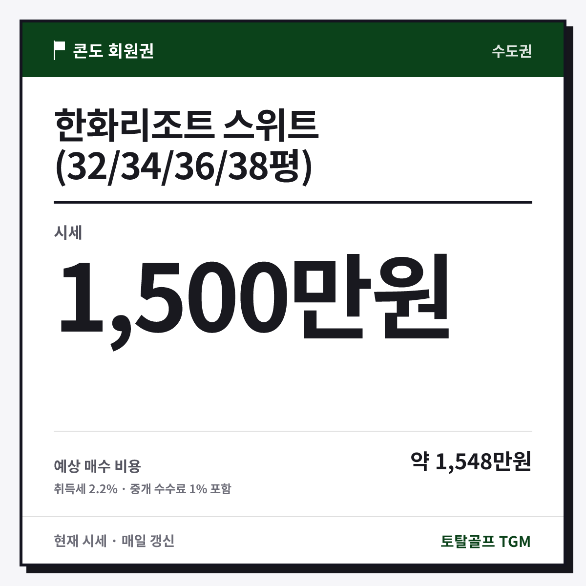 한화리조트 스위트(32/34/36/38평) 카드