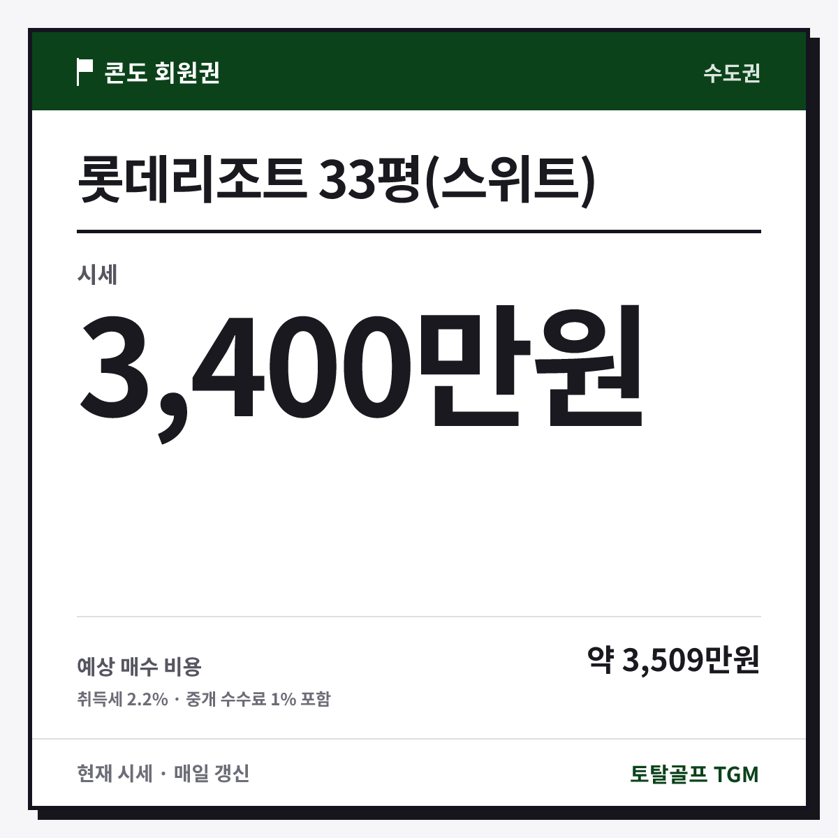 롯데리조트 33평(스위트) 카드