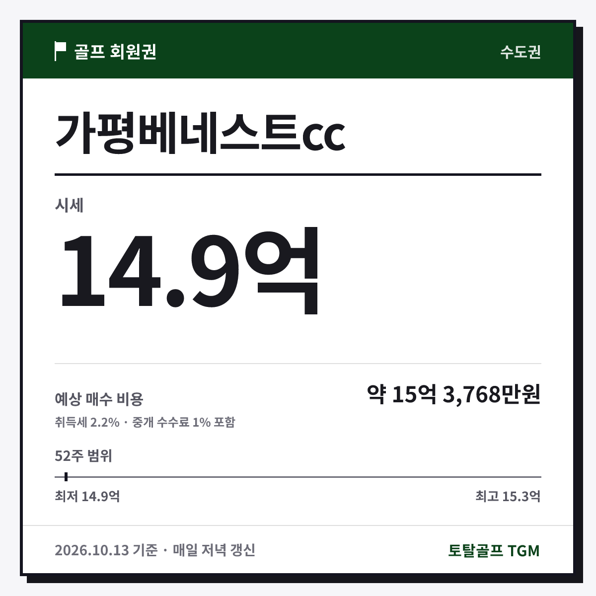 가평베네스트cc 카드