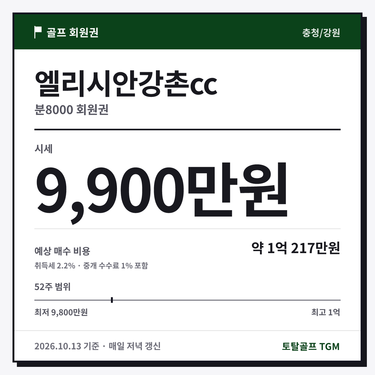 엘리시안강촌cc 분8000 카드