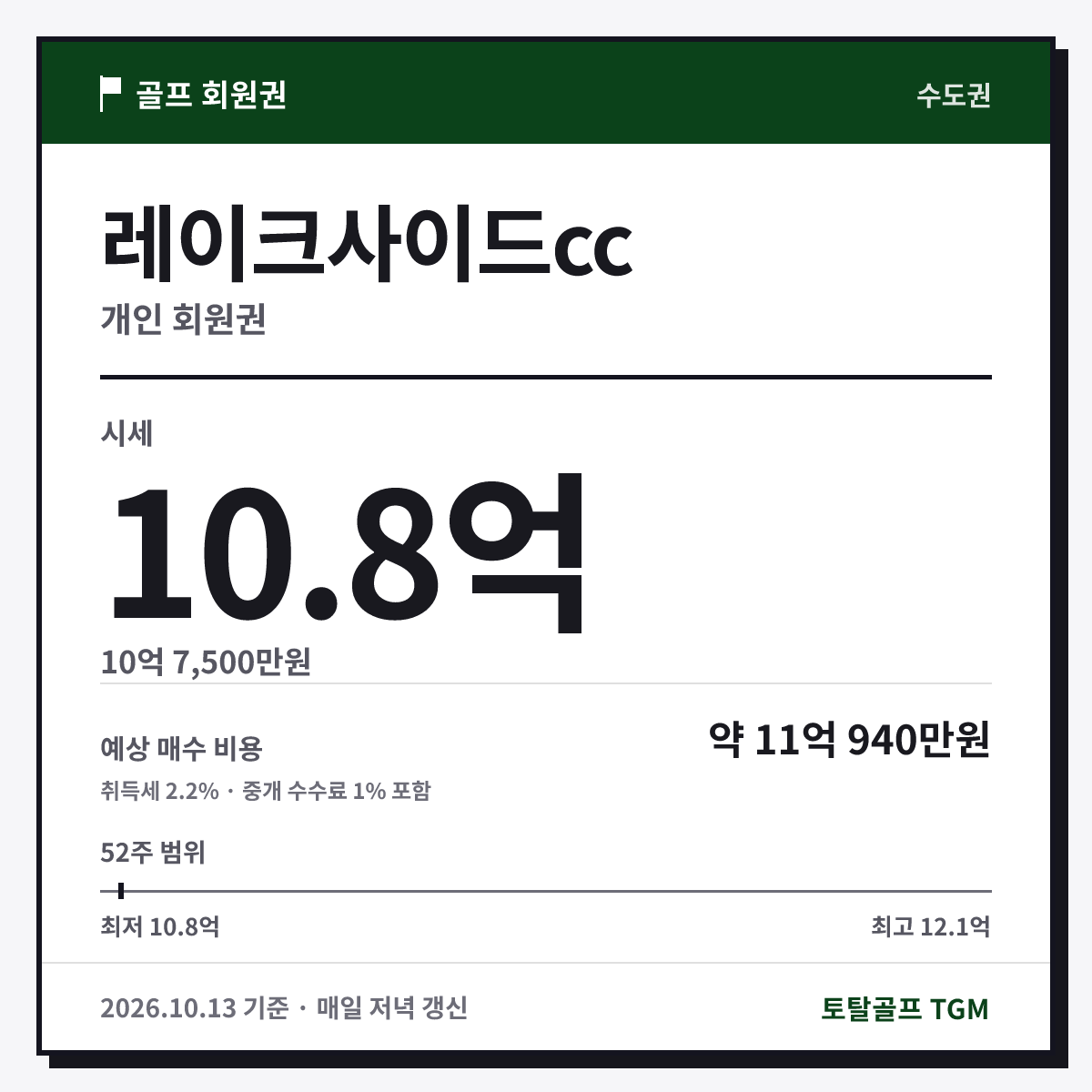 레이크사이드cc 개인 카드