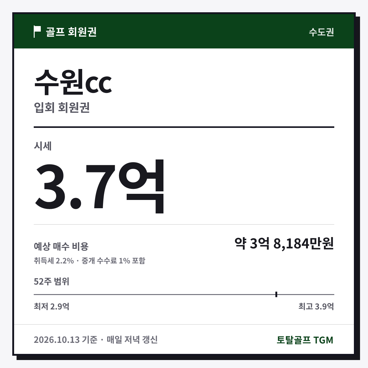 수원cc 입회 카드