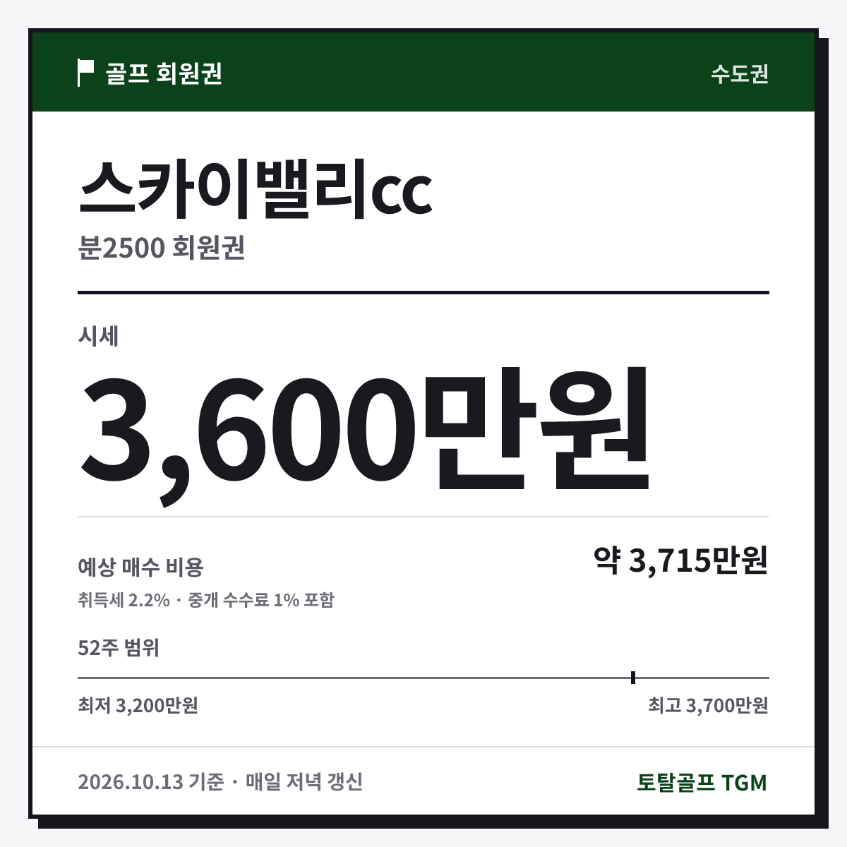 스카이밸리cc 분2500 카드