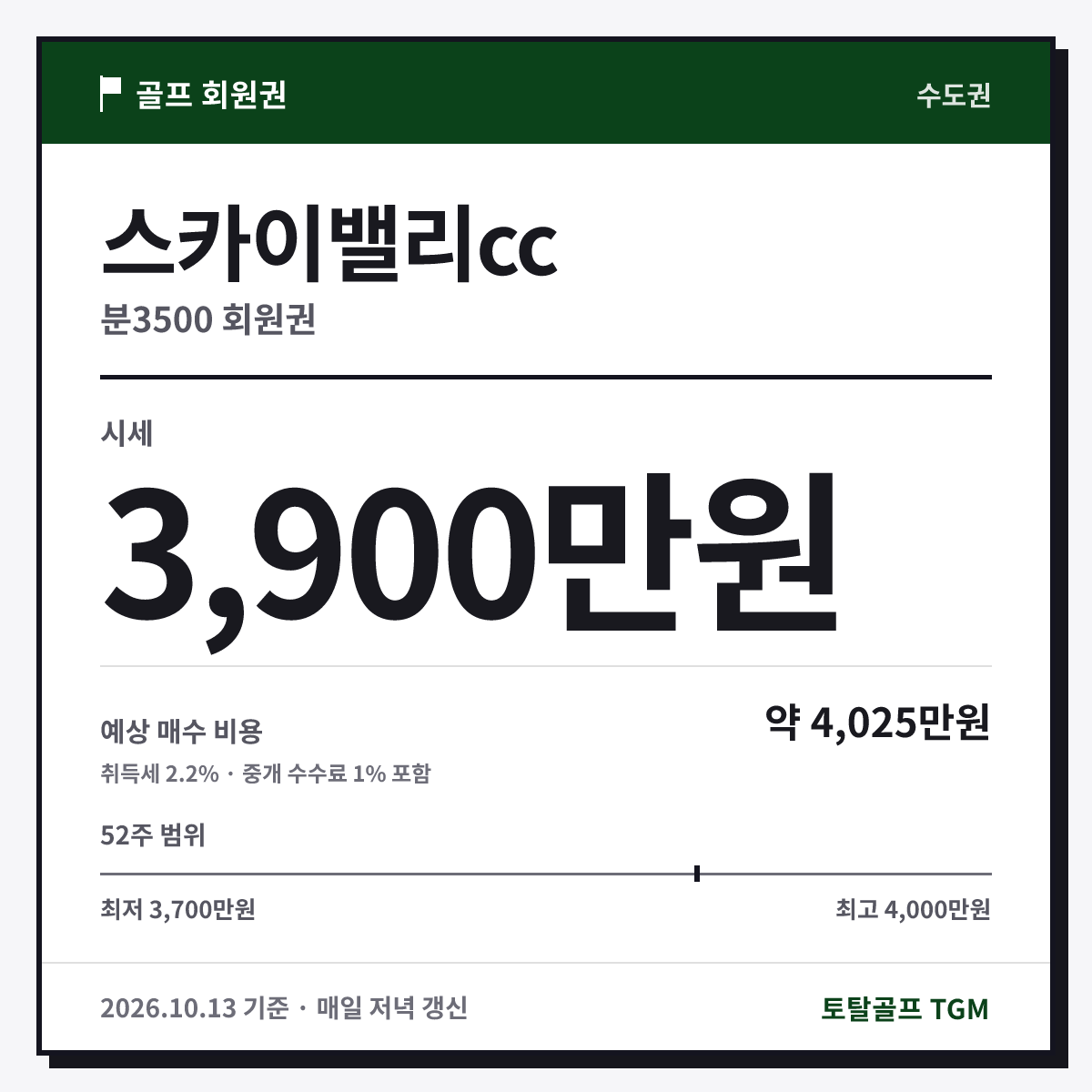 스카이밸리cc 분3500 카드