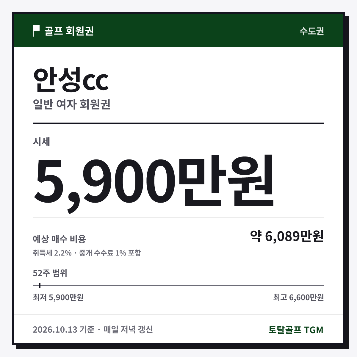 안성cc 일반 여자 카드