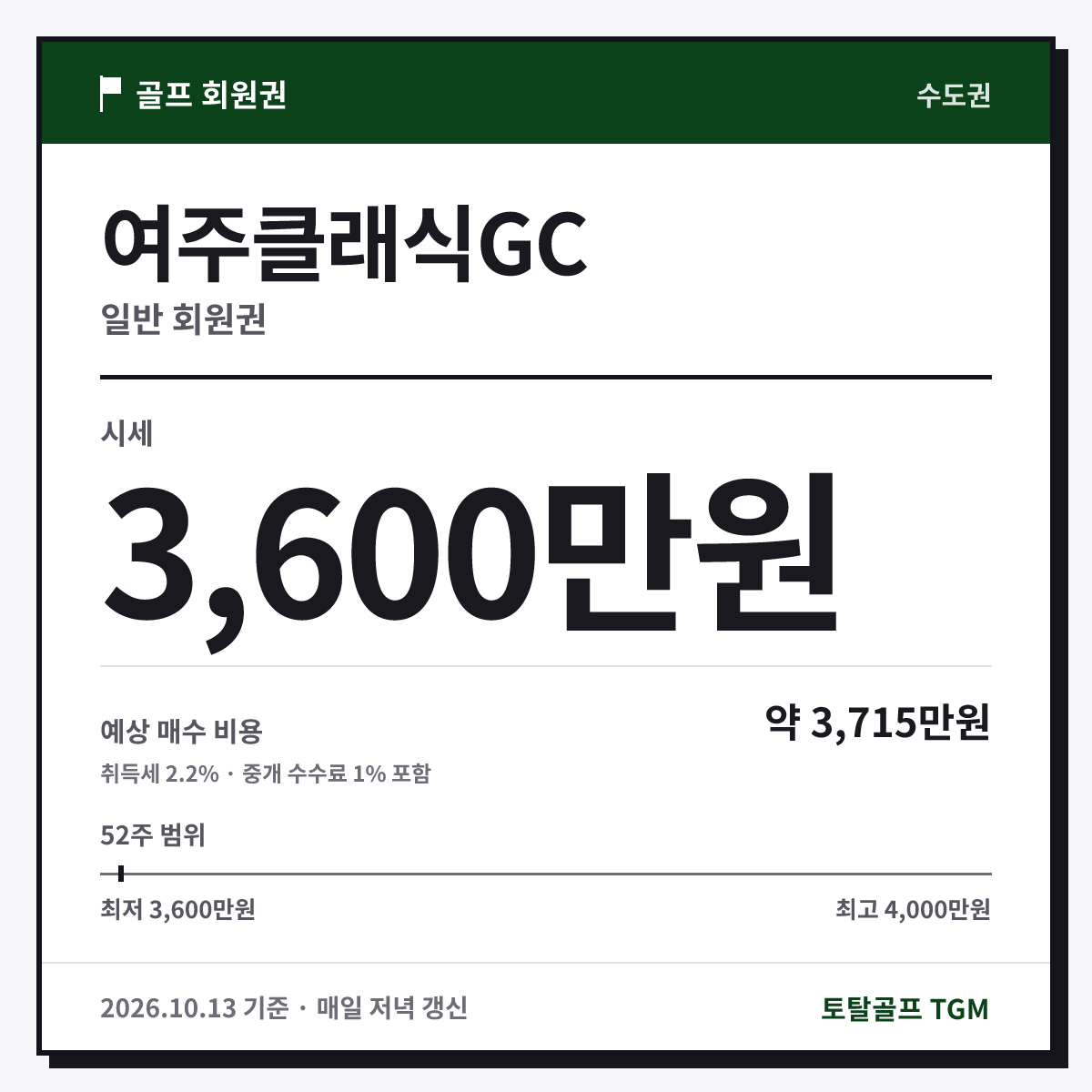 여주클래식GC 일반 카드