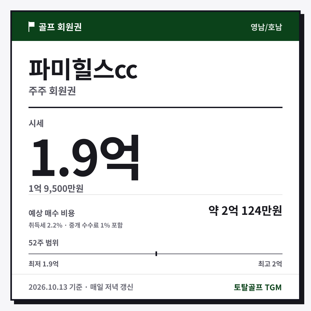 파미힐스cc 주주 카드