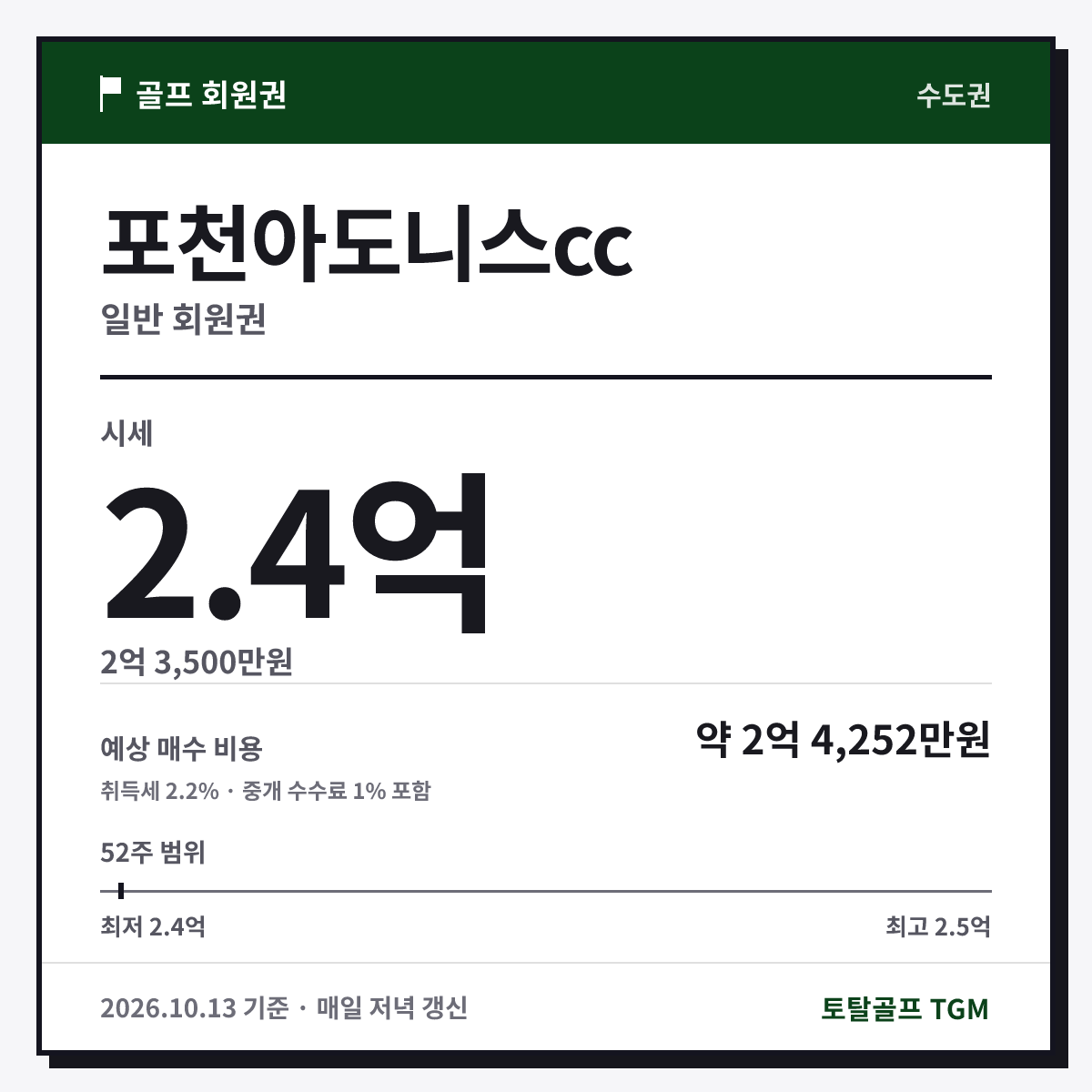 포천아도니스cc 일반 카드